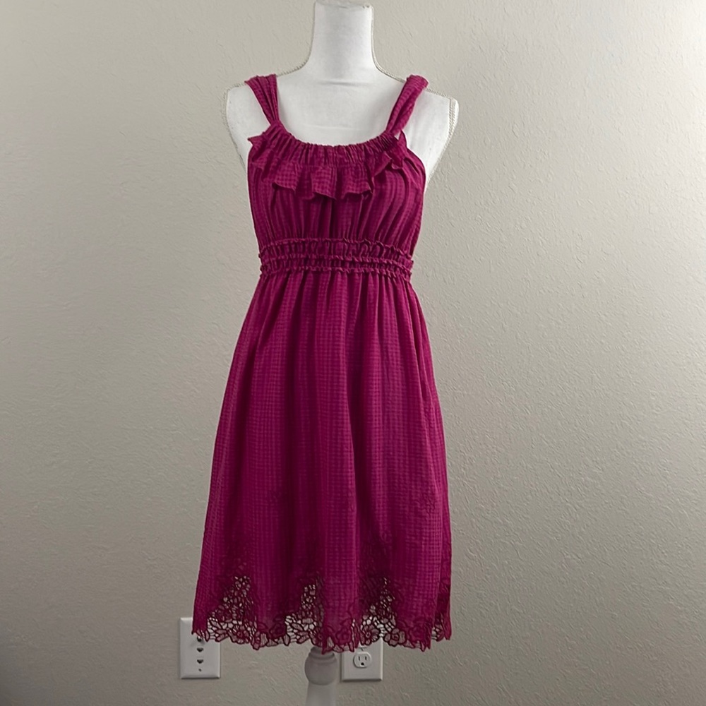NWT, Maxstudio, Studio M, Floral border embroidery sun dress. Sleeveless. Large.
